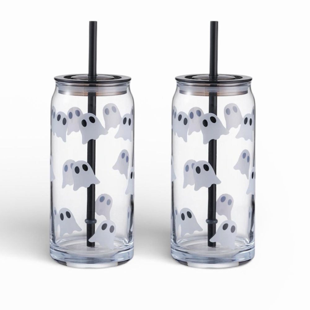Tumbler Ghost 2 Can Sipper Halloween Set 2 Pack Ghost Clear Decor Party OPT